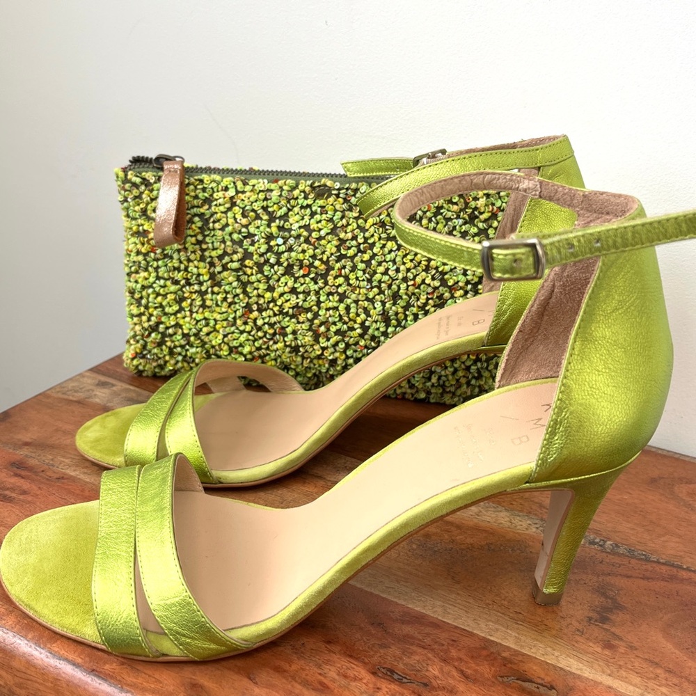 Anthropologie KMB metallic sandals size 9, sequined clutch purse Jasper & Jeera - Picture 3 of 12